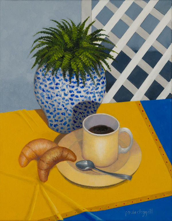 Coffee and Croissants by Paula Cleggett