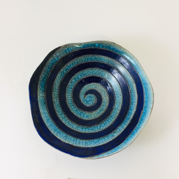 Small Spiral Bowl in Turquoise and Cobalt Blue