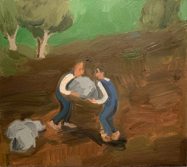 Two Man Job (moving the boulder) by Jane Corrigan