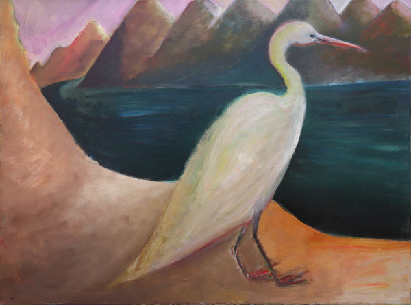 1340 Egret in Mountains by Judy Gittelsohn
