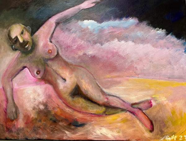 1425 Pink Angel Flying by Judy Gittelsohn