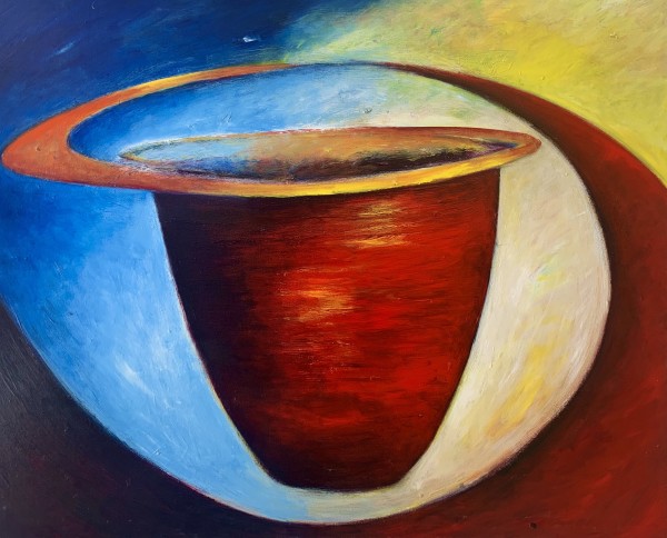 1031 Swirling Red Cup by Judy Gittelsohn