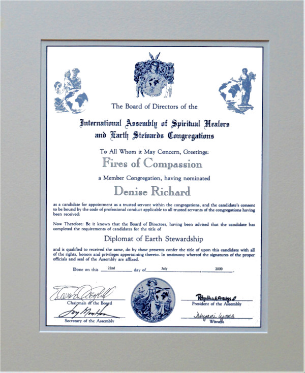 Earthstewardship Certificate by Denise Richard, Image 1.