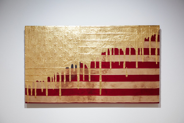 Gold Dripping Flag by Andrew Schoultz