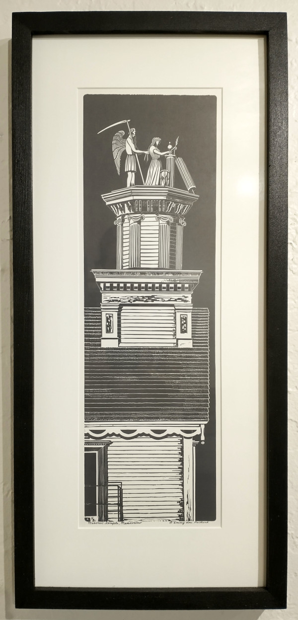 Masonic Hall (framed vintage reproduction with white mat) by Emmy Lou Packard