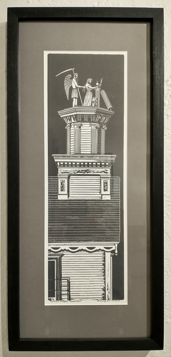 Masonic Hall (framed vintage reproduction with gray mat) by Emmy Lou Packard