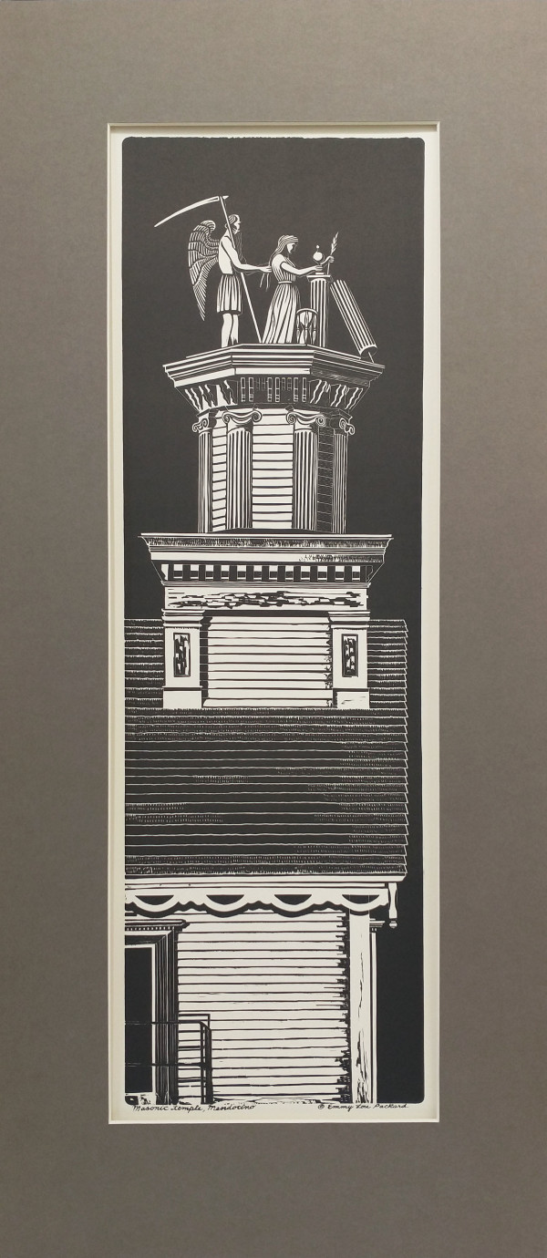 Masonic Hall (gray matted vintage reproduction) by Emmy Lou Packard