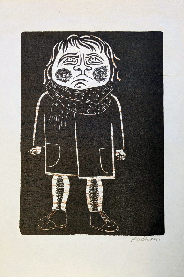 Angry Little Girl (w/ wood grain print layer) by Emmy Lou Packard