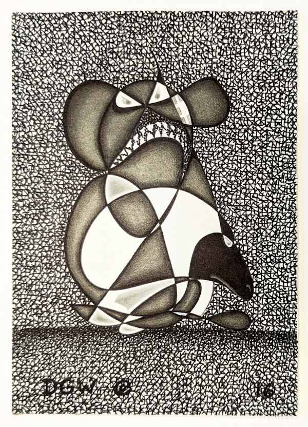 Mad Crazy, One Horned Mouse w/ Bandade on Left Cheek, Picking His Teeth While Holding His Evil Ram, Whose Holding His Maraca (postcard #432) by Daniel Watson