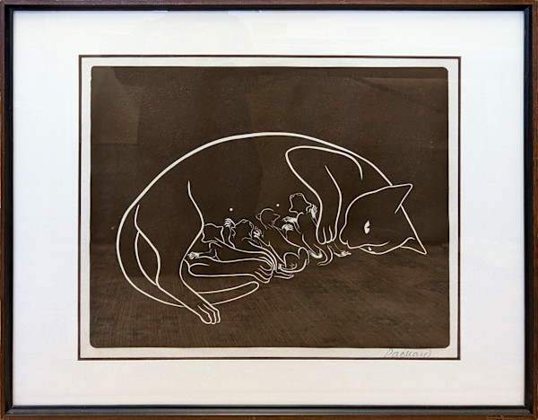 Cat with Kittens  (framed) by Emmy Lou Packard