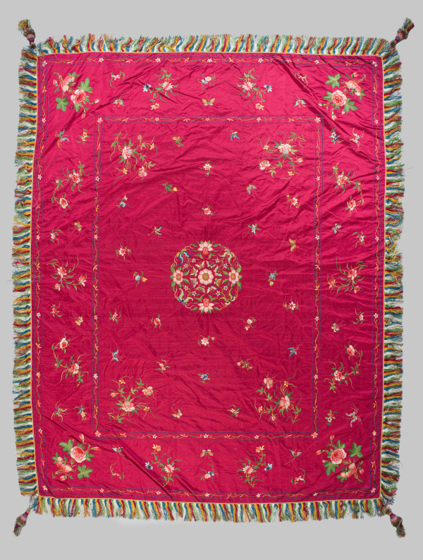 Chinese Silk Embroidered Bedcover by Unknown Artist