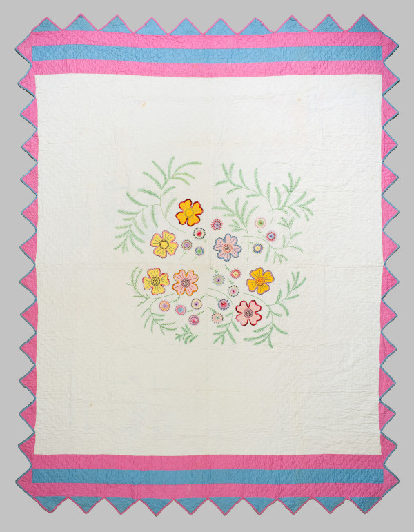 Applique Embroidered Quilt by Unknown Artist