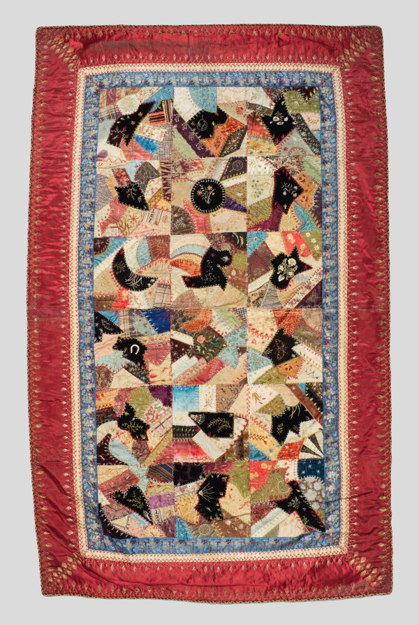 Crazy Quilt with Embroidered Border by Unknown Artist