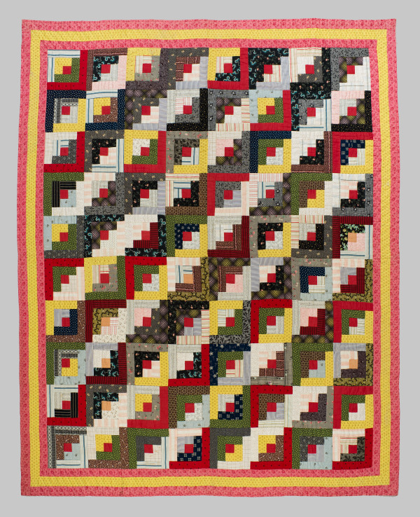 Log Cabin Quilt (Straight Furrows variation) by Unknown Artist