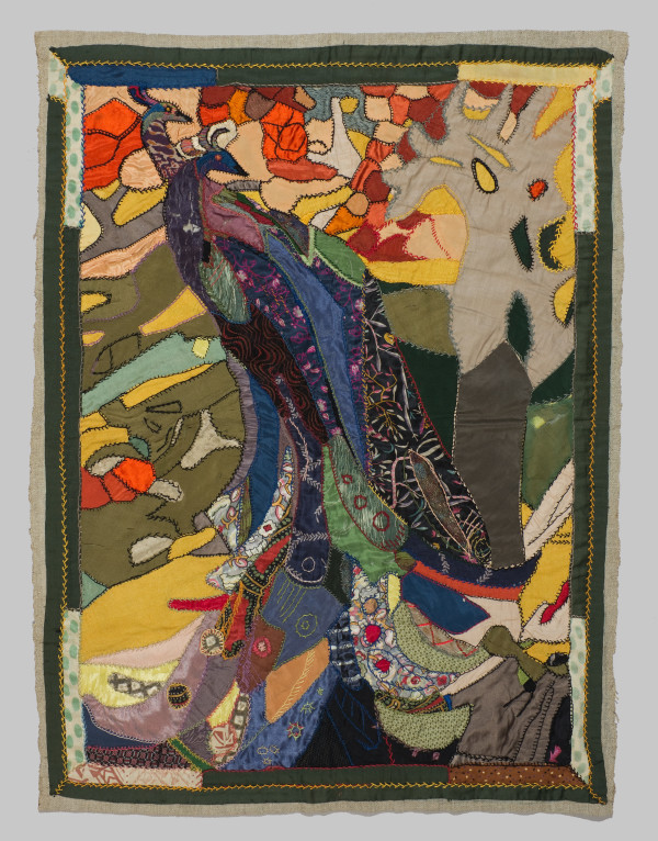 Peacock Crazy Quilt by Unknown Artist