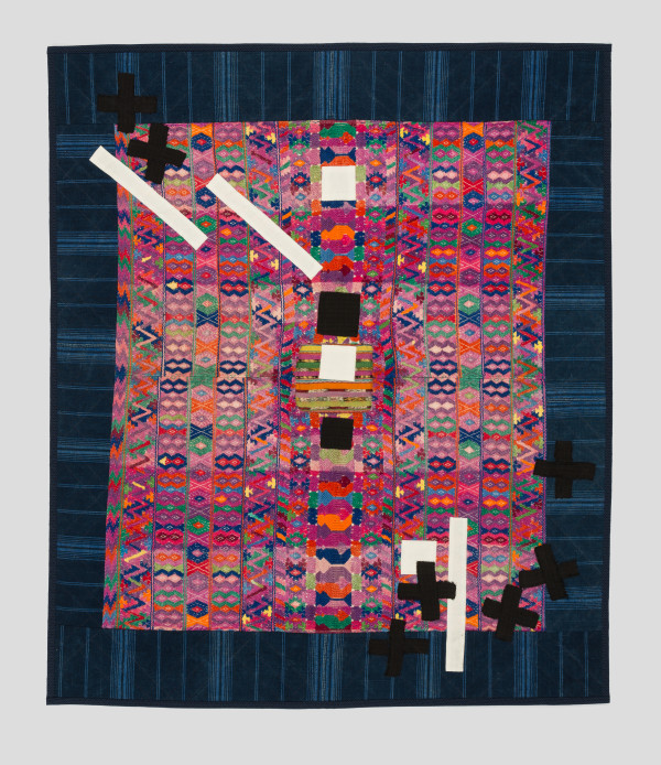 Exercise with Guatemalan fabrics with black and white crosses and squares by Jonathan J. Shannon