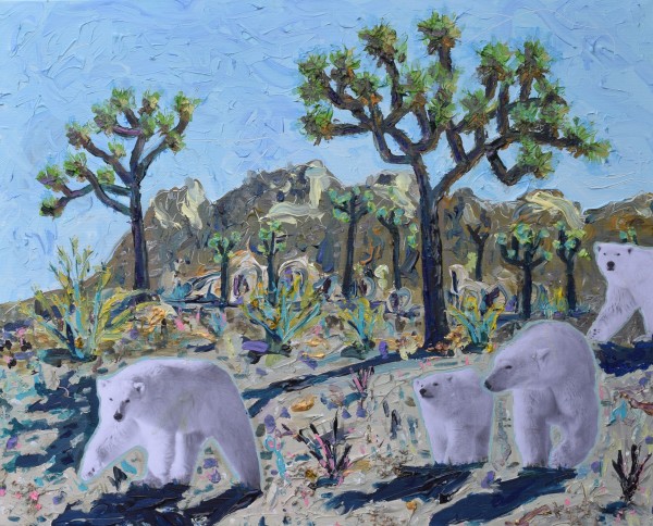 Polar Bears hunting in a Joshua Tree forest