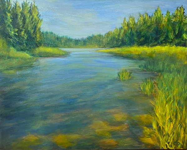 River, Reflections, Rocks by Celeste Dumonceaux Delahey, Image 1.