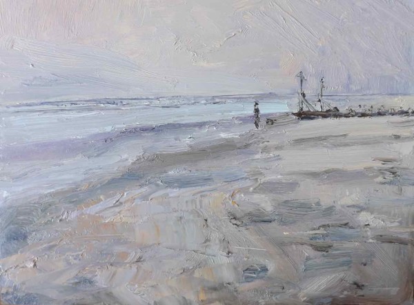 Walk on the Beach Misty Late Afternoon Low Tide by Frances Knight