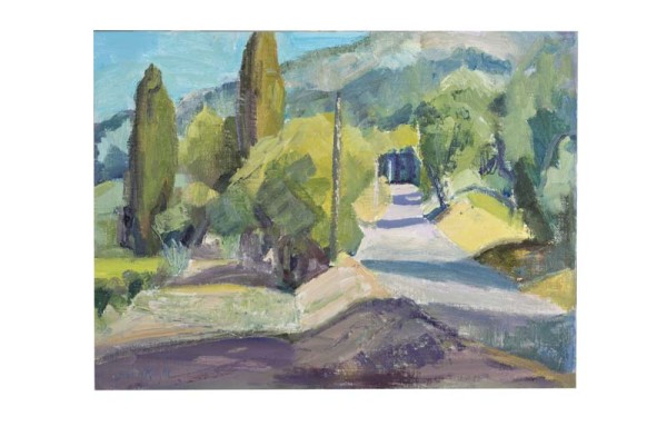 Hot Day  Vaucluse Shadows on Road (Unframed) by Frances Knight
