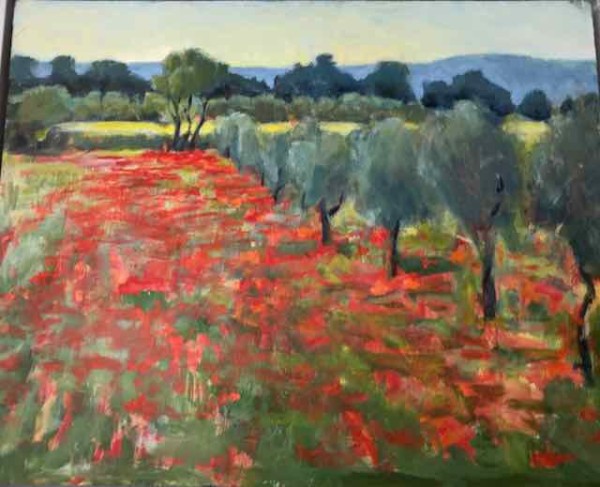 Poppies Olives Vines 1 (unframed) by Frances Knight