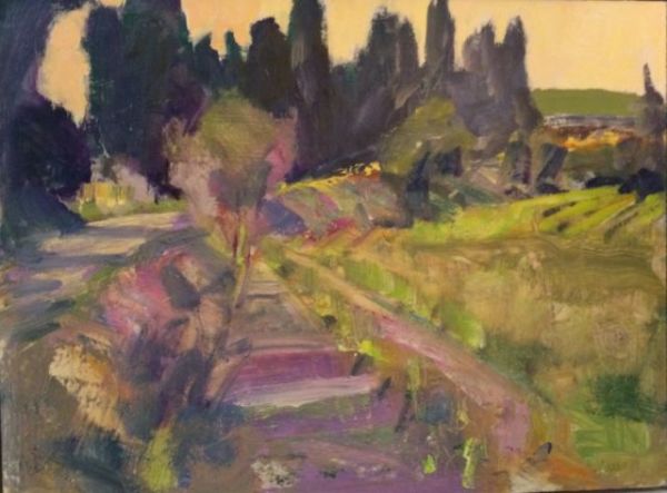 Cypress Road and Vines Windy Day by Frances Knight