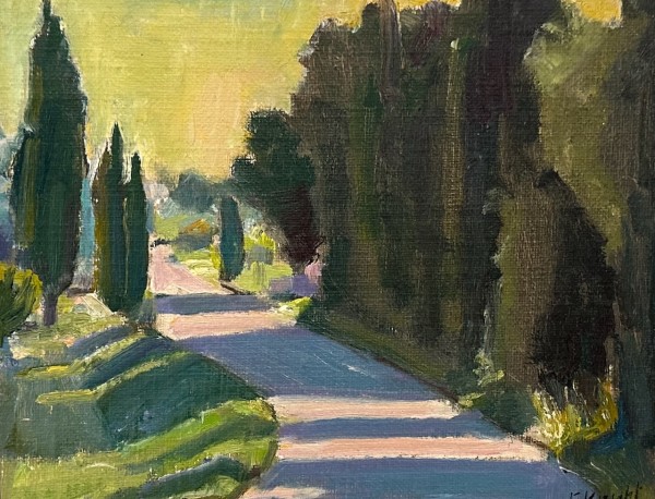 Evening Shadows Road to St Hyppolyte 1 by Frances Knight