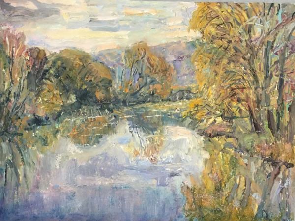 Autumn Grey Day River Arun by Frances Knight