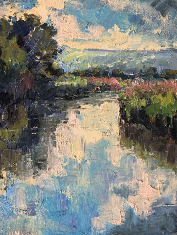 Clouds and Sky Reflections River Arun by Frances Knight