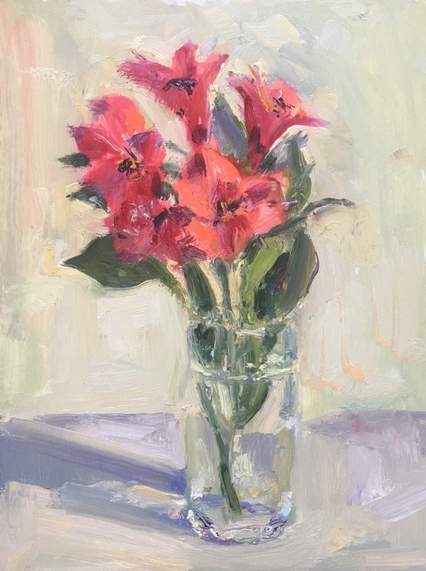 5 Red Lilies (unframed) by Frances Knight