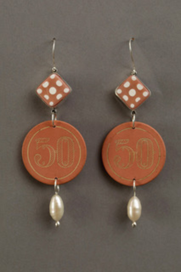 Fifty on Pink Earrings by Denise Barr