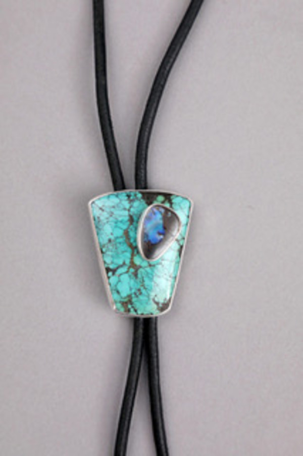 Turquoise and Opal Bolo by Denise Barr, Image 1.