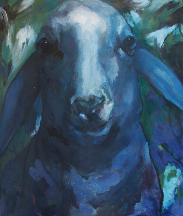 Green Garden Blue Sheep by Claudia Pettis