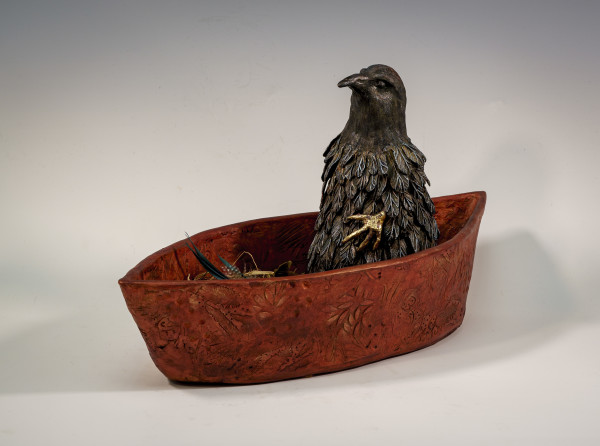 Crow Canoe (red heart) by Sandi Bransford