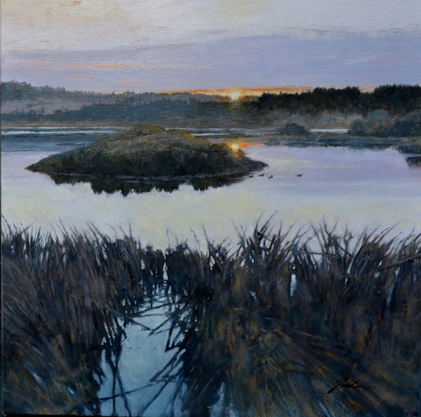 Deer Lagoon Sunset with Ducks by Pete Jordan