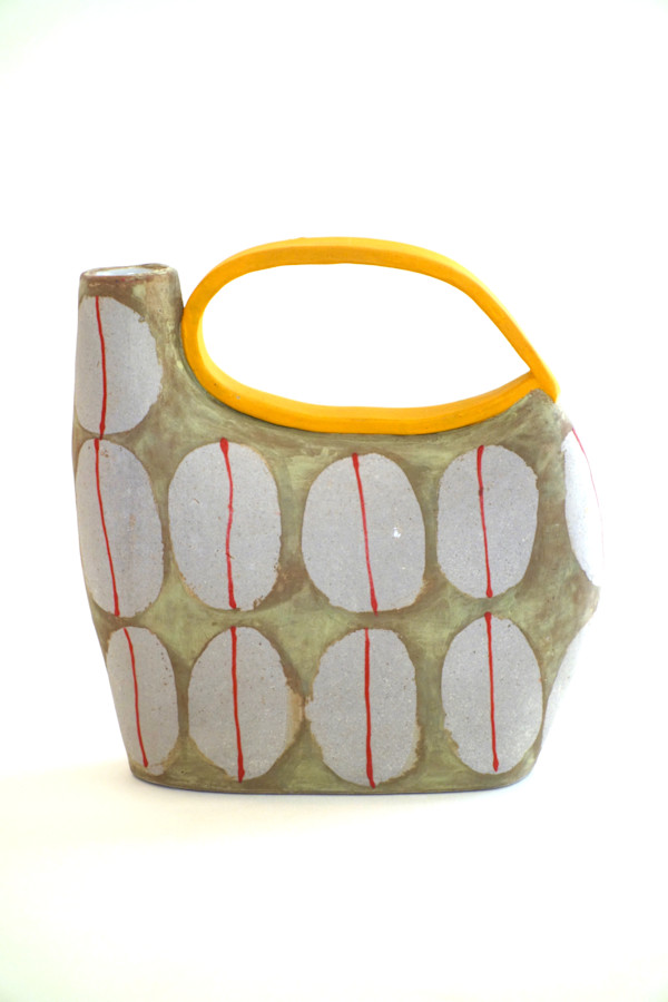 Green Coffee Bean Pitcher with Gold Handle by Christine Westergaard