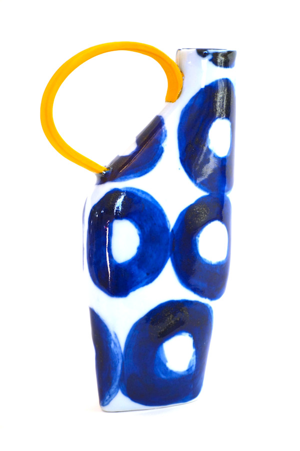 Indigo Donut Pitcher with Gold Handle by Christine Westergaard