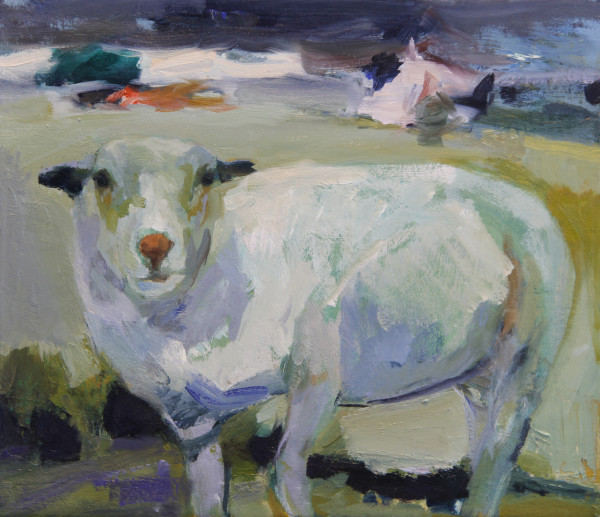 Lamb Between Field and Stream by Claudia Pettis