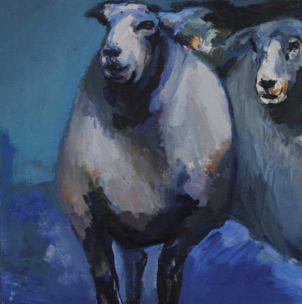 Once In A Blue Moon (Two Sheep) by Claudia Pettis
