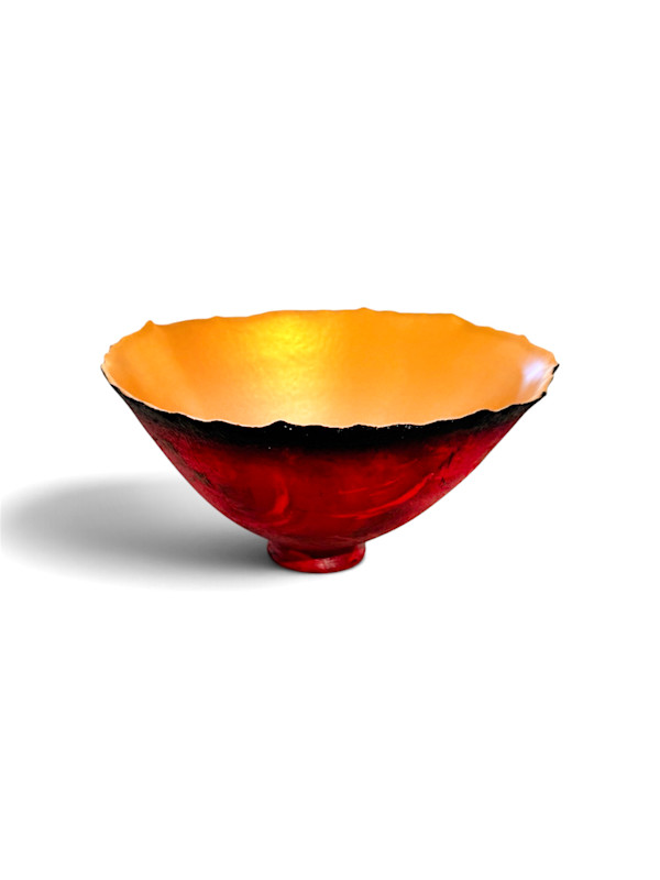 Painterly Red Gold Prosperity Bowl by Cheryl Williams, Image 1.