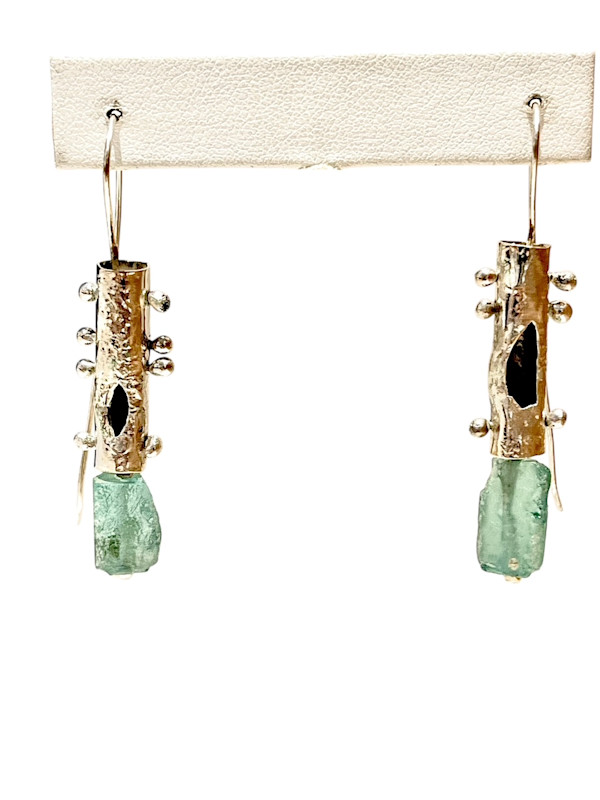 Roman Glass Distressed Tube Earrings by Denise Barr