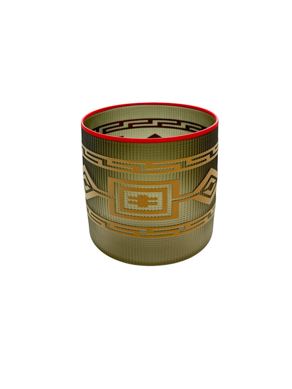 Tlingit Basket (Red/Olive) by Preston Singletary