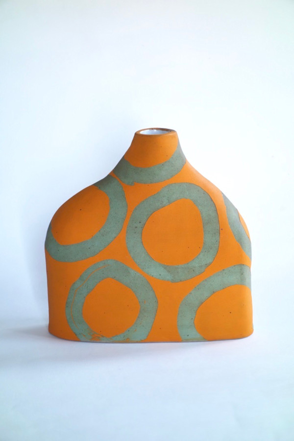 Orange Green Ring Bottle by Christine Westergaard