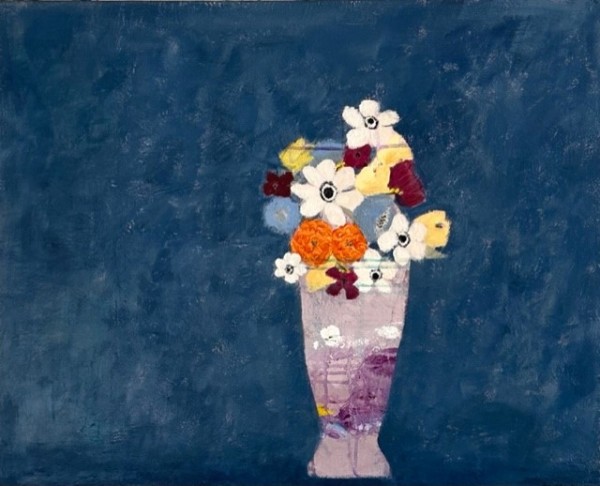 Mixed Flowers in Lavender Vase by Zue Stevenson