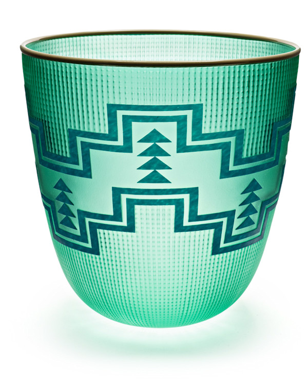 Tlingit Basket (Green/Olive) by Preston Singletary