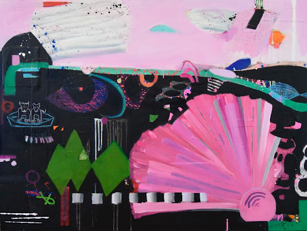 Two Dogs on a River Boat Cruise by Ellen Dieter