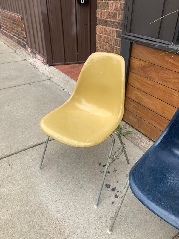 mustard Herman Miller scoop chair