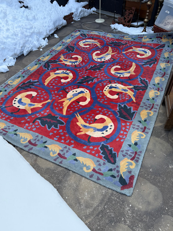 modern design wool rug with geese