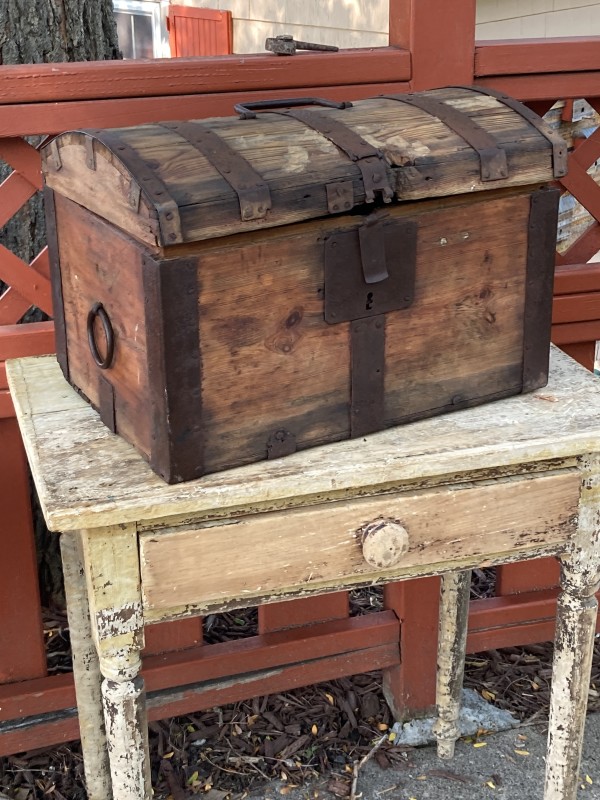 Small early American trunk