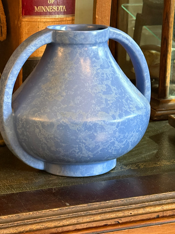 Red Wing 2 handled art pottery vase, Image 1.